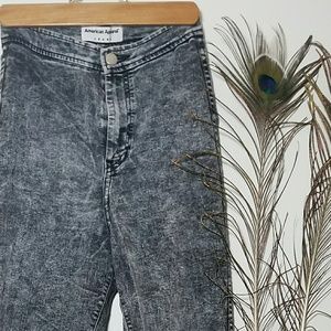 American Apparel High Waisted Acid Wash Skinny Jeans